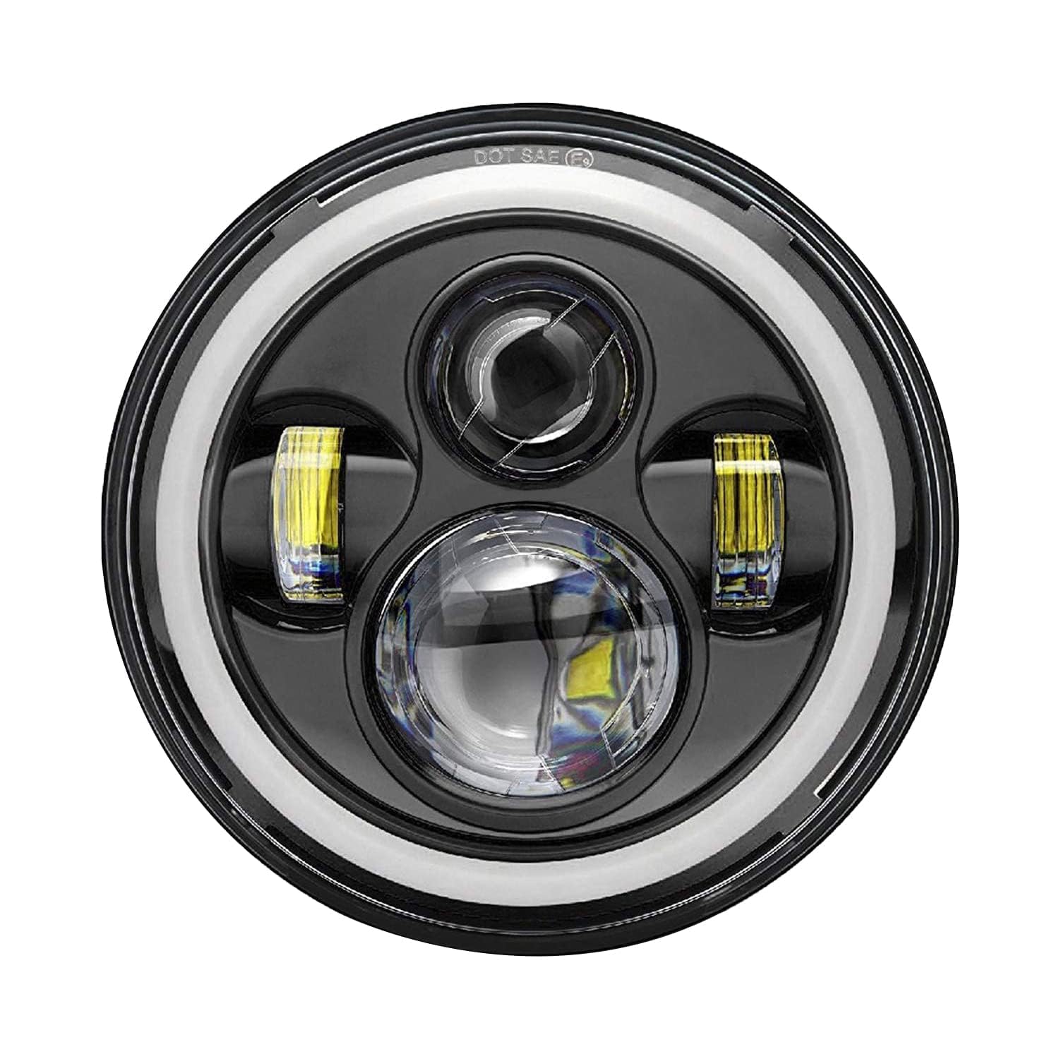 SM 7 Inch Full Ring Round LED Headlight with Hi/Low Beam and Angel Eye Lamp Compatible with Royal Enfield Bullet, Harley Davidson Wrangler(Pack of 1)-image-47