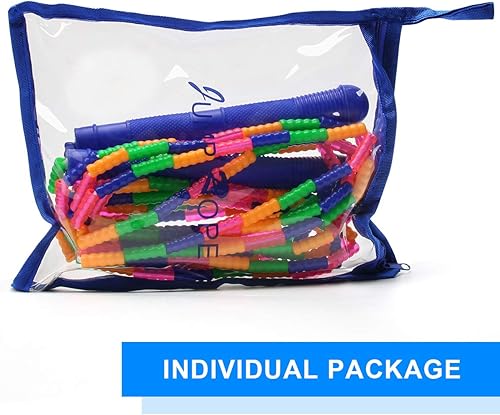 Miniatura 6 de Coolrunner Cuerda de saltar de 16 pies de largo (1 paquete), cuerdas de saltar holandesas dobles, cuentas suaves para niños adultos, plástico