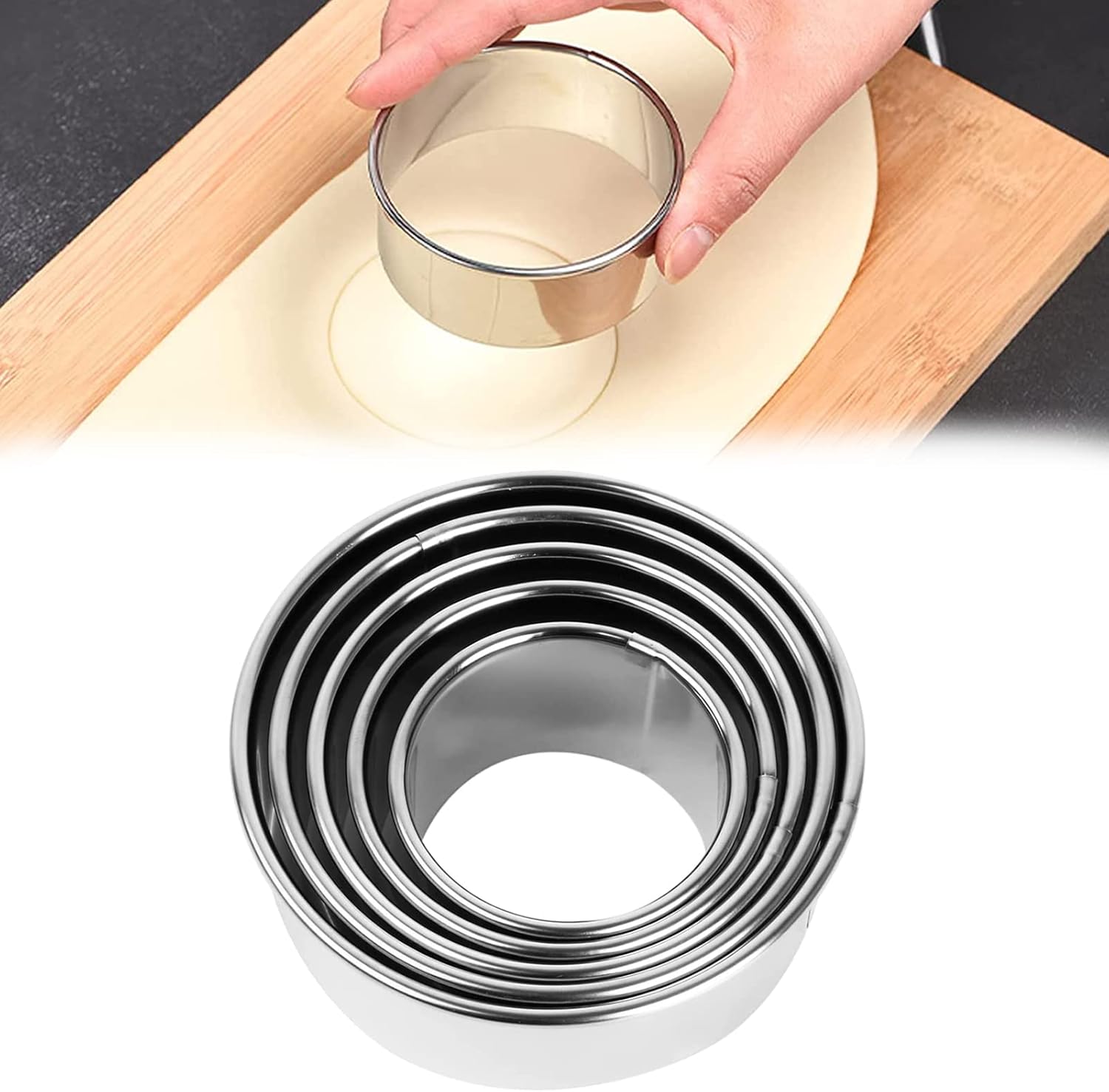 5Pcs Stainless Steel Cookie Cutters Round Scone Cutter Bakers Chefs