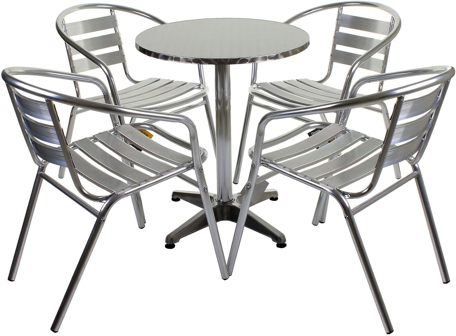 Amazon.com: 5 Piece Aluminium Chrome Bistro Set Table & 4 Chairs Garden ...
