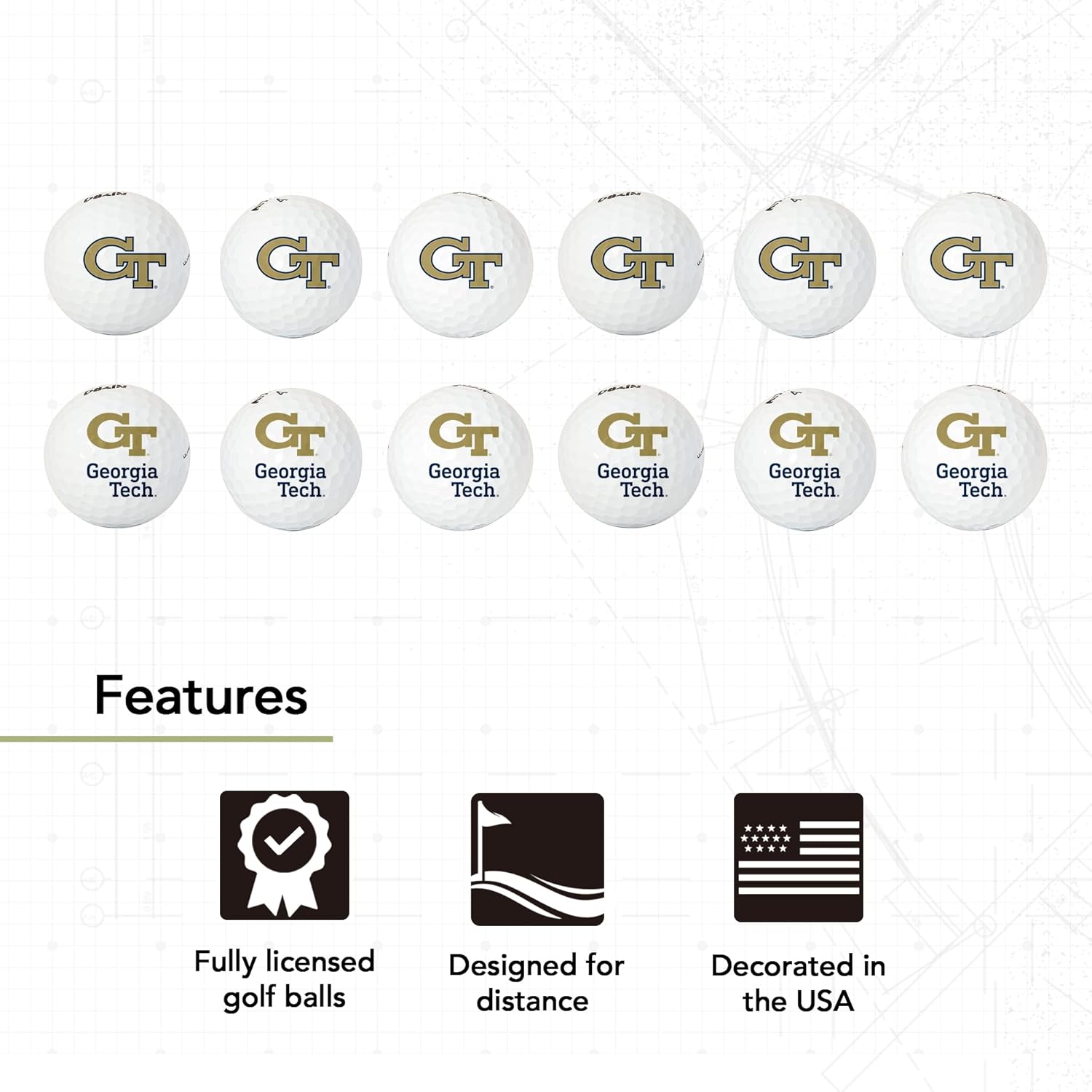 Desert Cactus Georgia Tech University Golf Balls 12 Pack – GT Yellow Jackets Full Color Dozen – Officially Licensed Sport Team Accessory