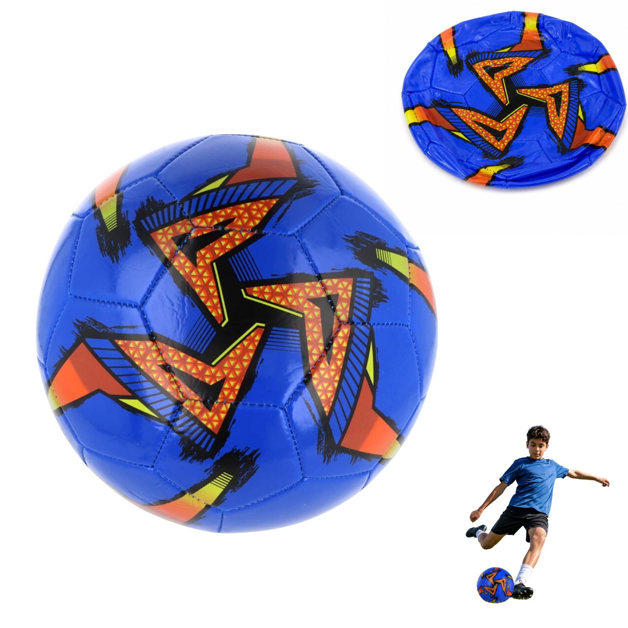 SRV Hub Blue Size 5 Football, 32 Panel Soccer Ball, Shipped Deflated, Training Match Ball for Teens & Adults, Outdoor Garden Playground Sports Ball
