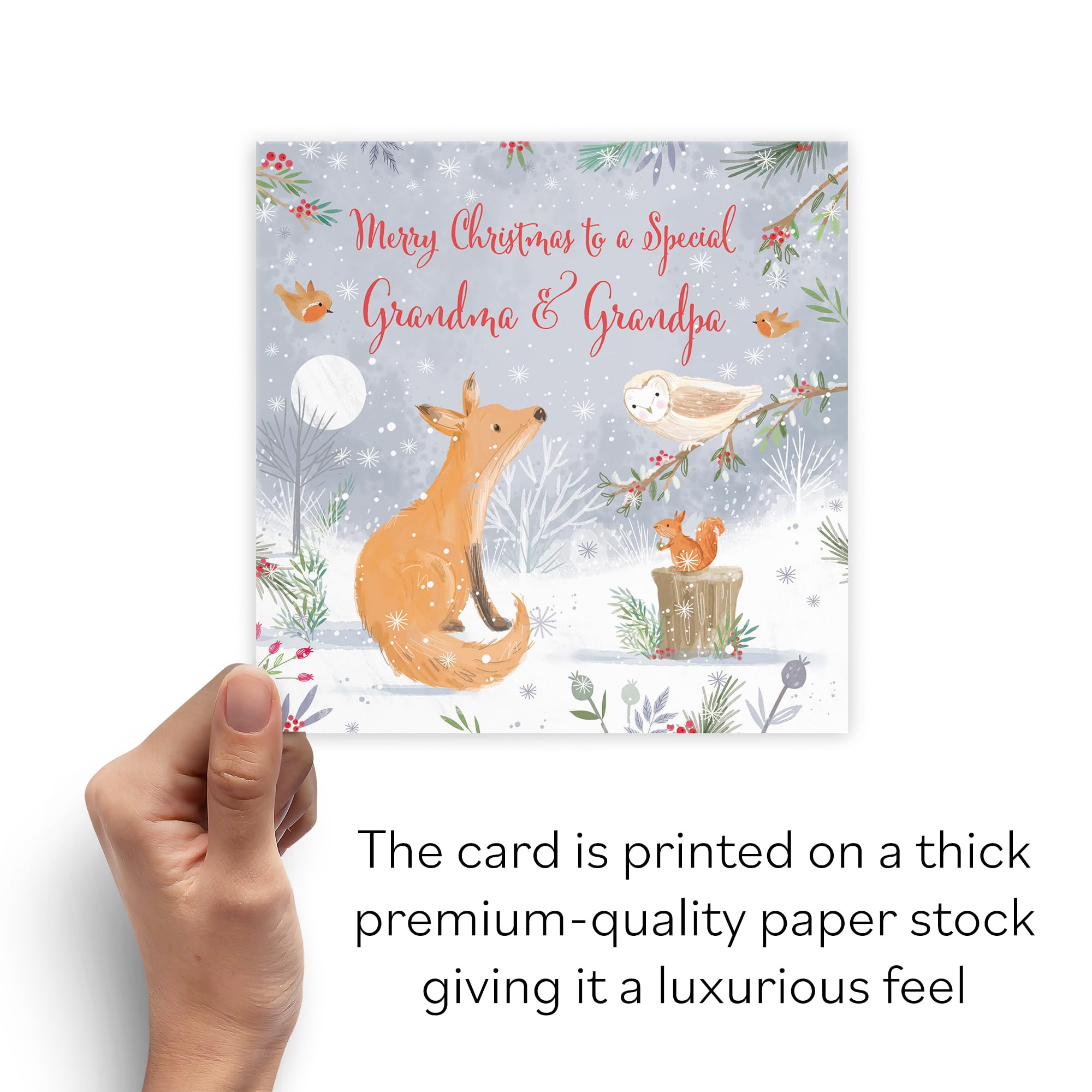 Hunts England, Grandma And Grandpa Cute Fox Christmas Card, Nature's Treasures - Image 3