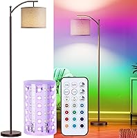 Vista 15 de Rottogoon - Lámpara de pie para sala de estar, lámpara de pie LED con 2 pantallas para dormitorio, incluye bombilla LED de 9 W - Negro