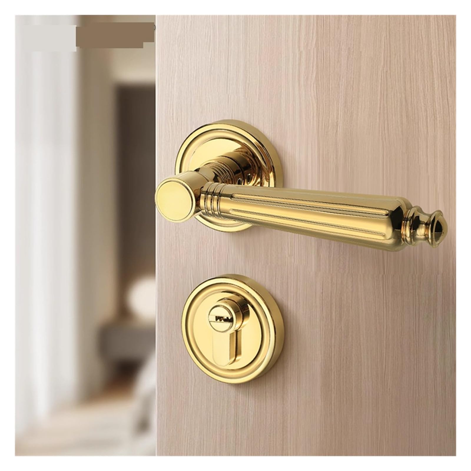Poignée de porte en bois massif laiton doré pour sublimer votre salon