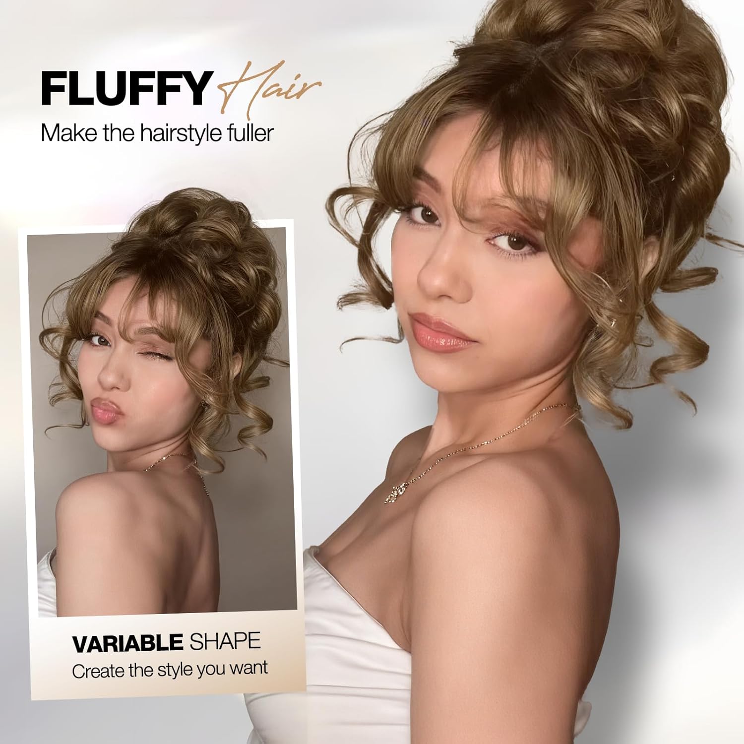 WIGER Mixed Brown Curly Wigs with Bangs Glueless Curly Wavy Wigs for Women Layered Synthetic Fiber Wig for Daily Wear Cosplay and Halloween - Image 4