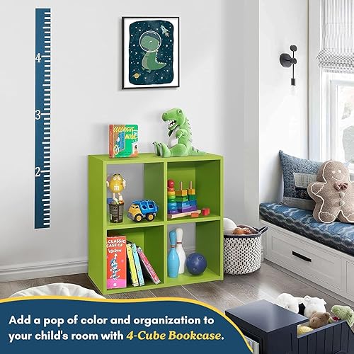 Miniatura 91 de Kings Brand Furniture - Katelyn - Estantería abierta de 4 cubos, organizador de almacenamiento de juguetes para niños (verde)