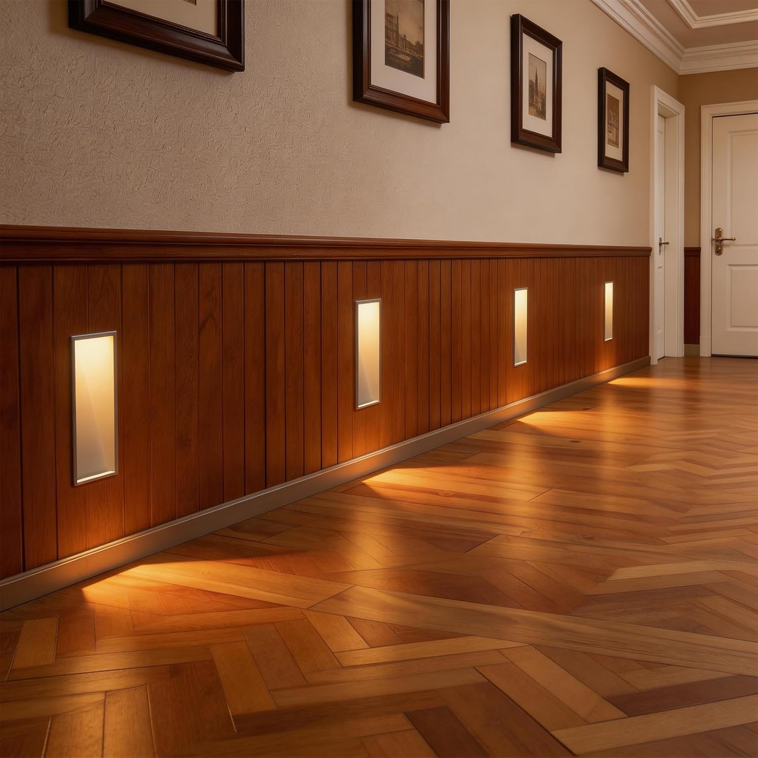 16-Pack Trimless Recessed Step Lights, 2W 3000K Warm White Wall Light, Indoor Rectangle Stair Lighting, Invisible Stair Lights for Hallway, Staircase (No Dimming)
