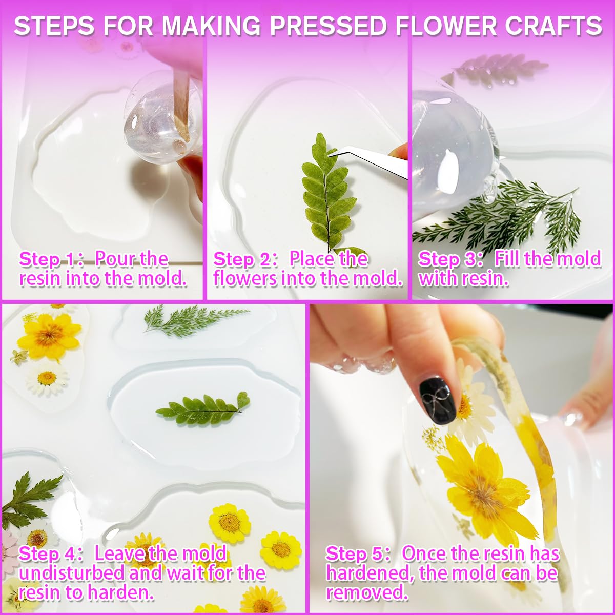 135 Pièces De Fleurs Séchées Blanches Pressées Avec Autocollants Papillon - Ensemble De Fleurs Naturelles De YouthBro Pour Artisanat En Résine, Bijoux DIY, Bougies, Savon, Vase, Ongles, Carte