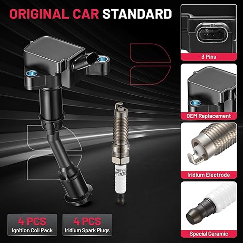 Miniatura 3 de BDFHYK Paquete de bobinas de encendido UF-735 y bujías de iridio SP539 compatibles con Fusion 1.5L L4 2014-2020 Escape 1.5L L4 DS7Z12029A DG554