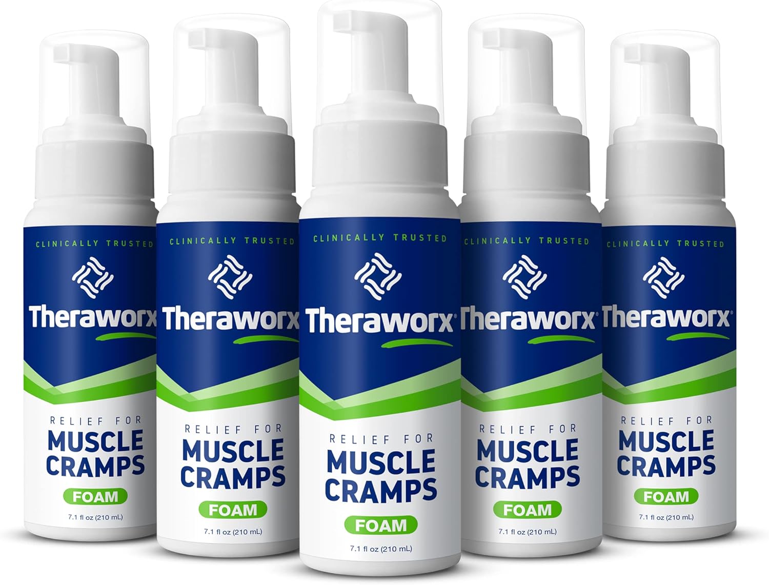 Theraworx Relief Fast-Acting Foam for Leg Cramps, Foot Cramps and Muscle Soreness (7.1oz) - 5 Count