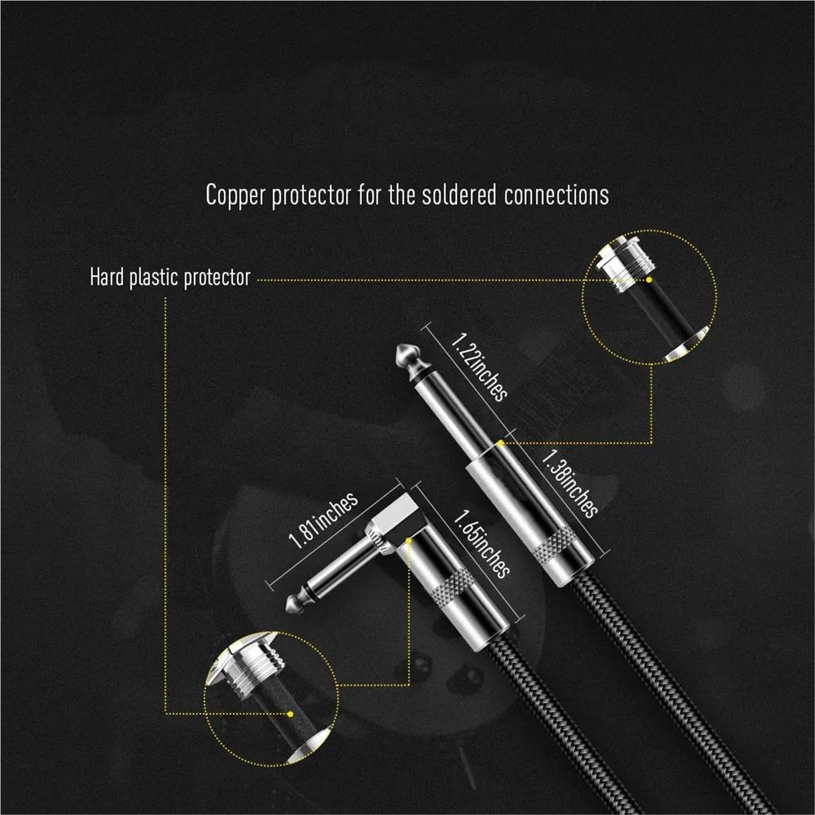 Kabel Do Gitary Pleciony Kabel Gitarowy Prosty Do Kąta Prostego Łatwy W Użyciu