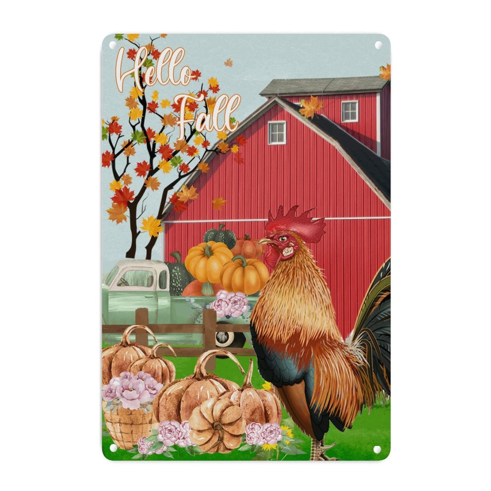 Panneau en métal Happy Thanksgiving et décor de jardin d'automne 45x30 cm
