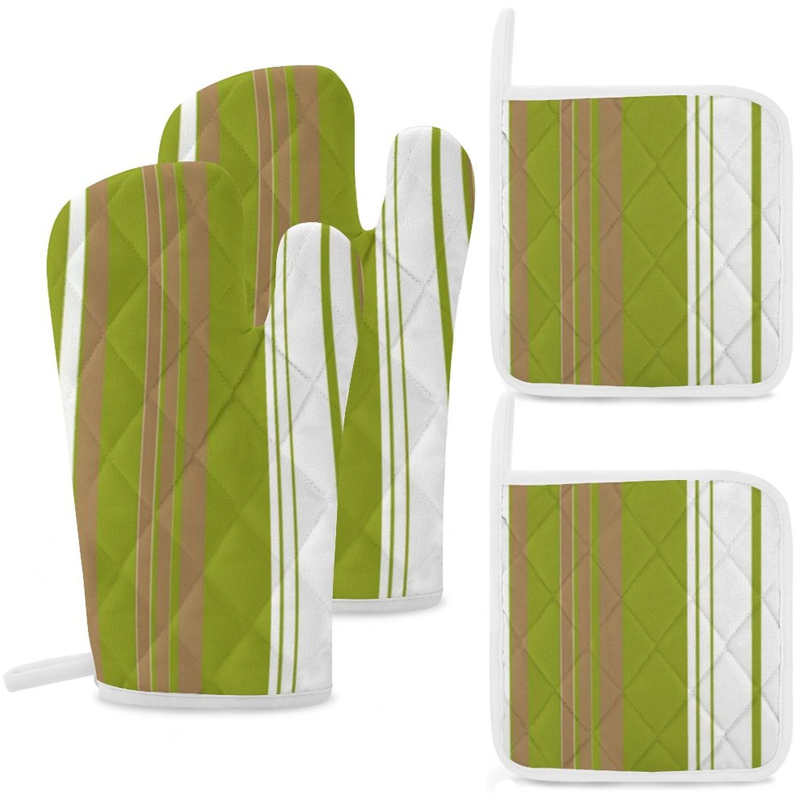 4Pcs Oven Mitts and Pot Holders, Heat Resistant Oven Mitts Gloves Set Kitchen Hot Pads for Cooking Grill