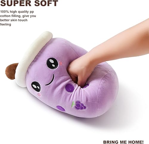 Miniatura 6 de DITUCU - Lindo té Boba de peluche, peluche de té con burbujas, peluche suave de caricatura de taza de té con leche de uva, almohada de fruta para el