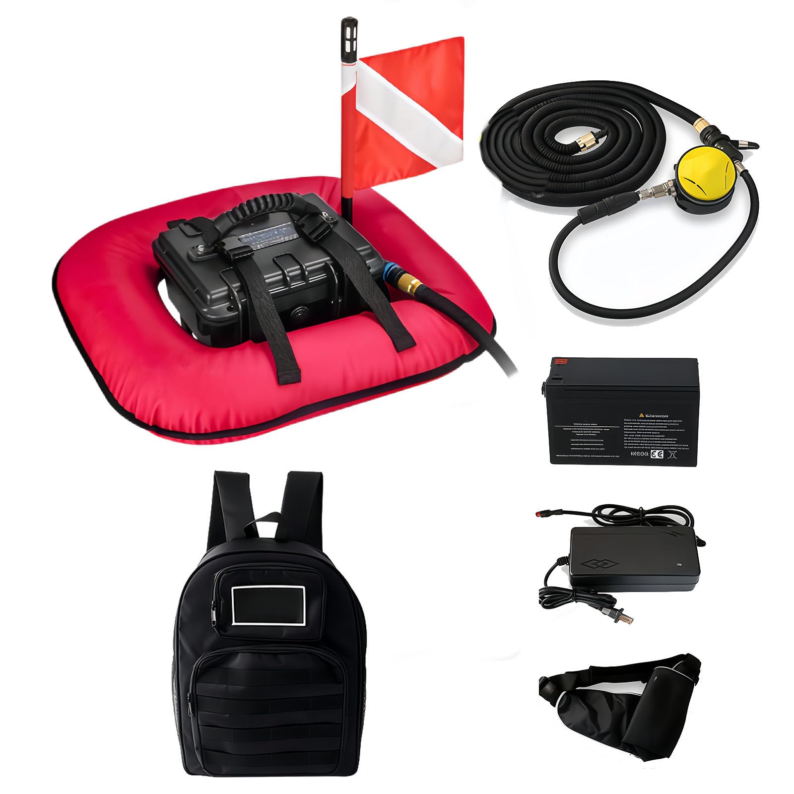 Glowdora Underwater Breathing device, Tankless Scuba diving system Red