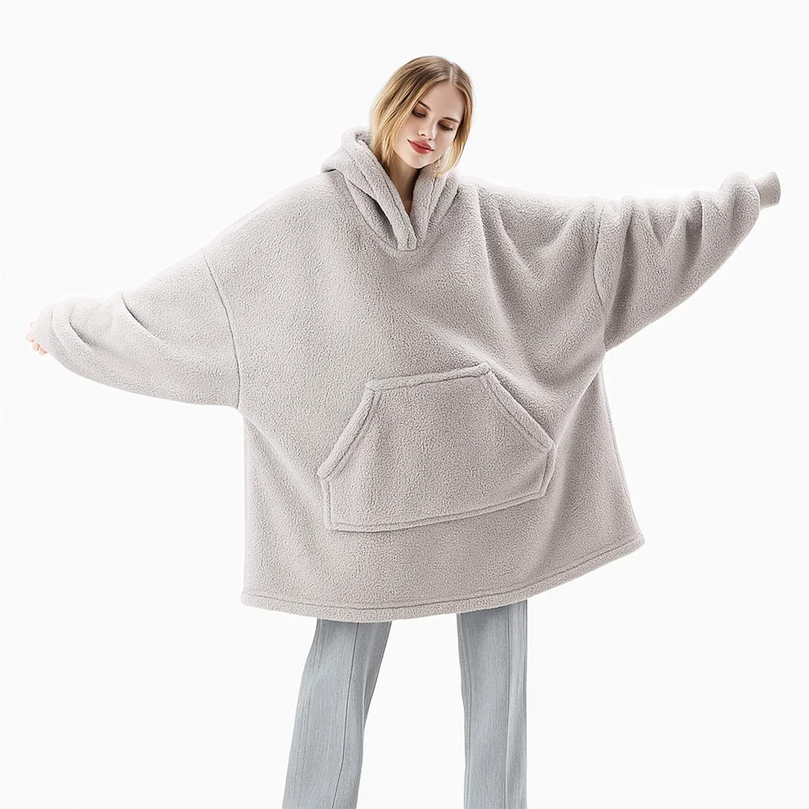 Wearable Blanket Hoodie for Adult, Oversized Blanket Hoodie with Pocket — view 11
