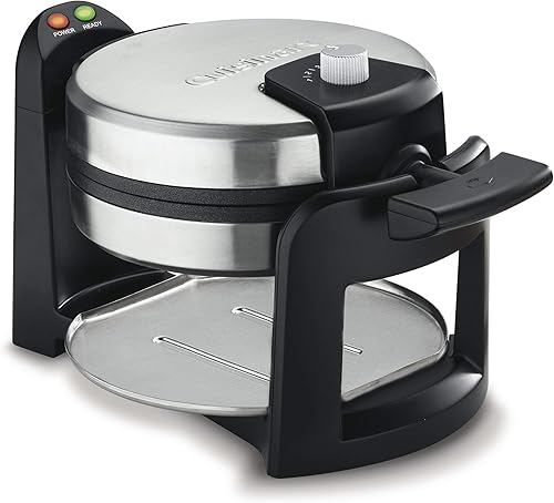 Cuisinart WAF-F30 - Máquina de gofres belga redonda, color negro y plateado, 1.0 pulgada de grosor