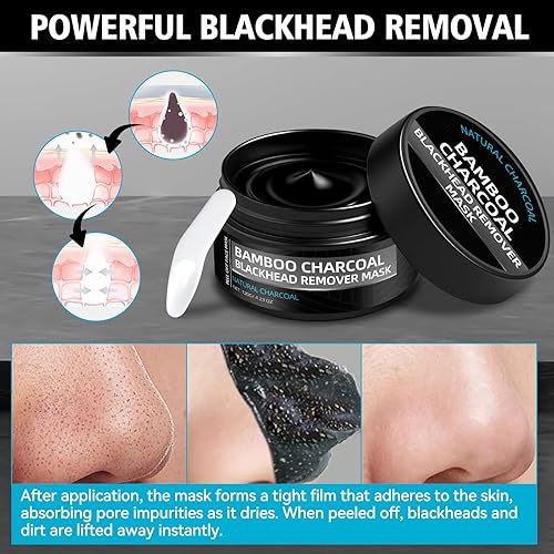 Miniatura 2 de Máscara removedor de puntos negros, removedor de puntos negros de nariz, máscaras despegables, carbón de bambú purificador y limpieza profunda para