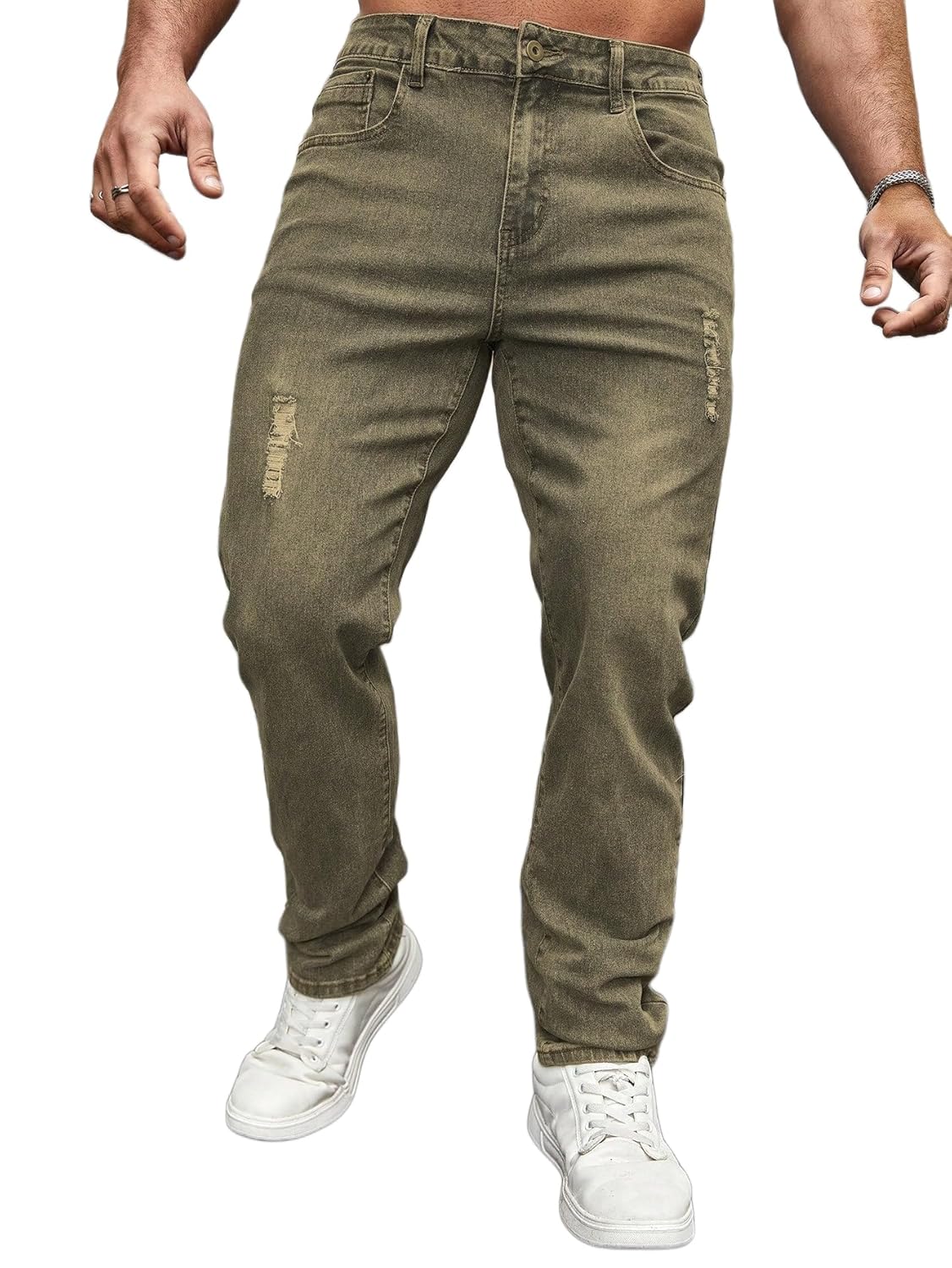 Jeans for Men | Distressed Denim Pants with Slim Tapered Fit & Washed Look (Comfort-Tarry-U06-U07)