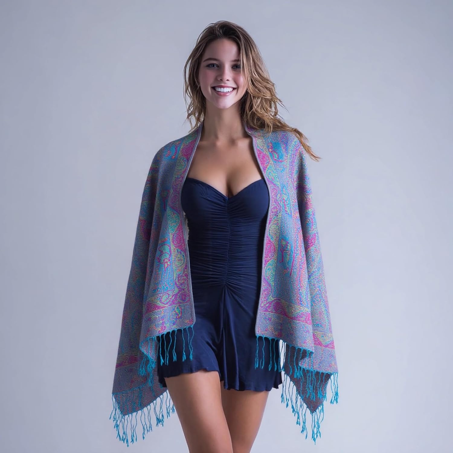 Pashmina Feel Shawls Wraps Rave Scarf for Women Soft Silky Reversible Men Scarves Hijab - Image 7