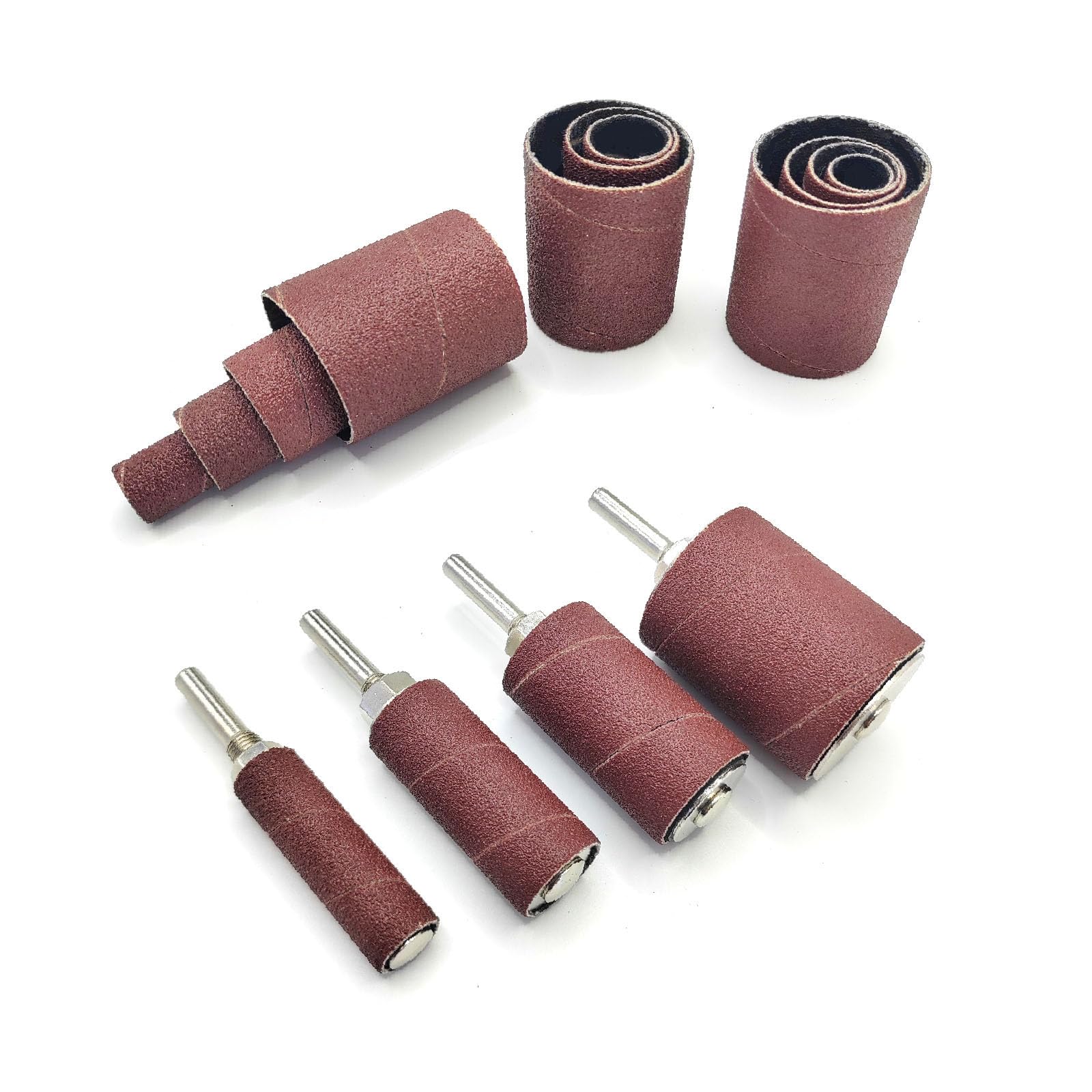 Sanding Drum Kit and Sleeves Set for Drill or Drill Press,2”Long Sanding Drums and 1/4”Shank,60, 80,120 and 240 Grit (20pc Drums and Sleeves)