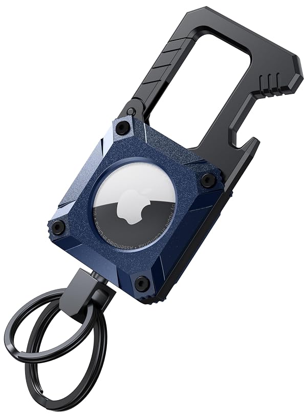 Air Tag Keychain with Carabiner, Heavy Duty Keychain Bottle Opener, Waterproof, Scratch Resistant,Secure Lock, Protective for AirTag Keychains Accessory for Keys & More, Not included AirTag -Blue by ExtreLife - Used condition - US$15.58
