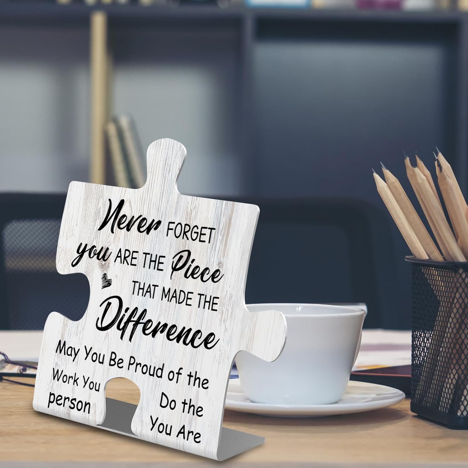You Are the Piece That Made the Difference Desk Sign, Inspirational Gift for Women Men, Thank You Puzzle Plaque for Coworker, Teacher, Volunteer, Retirement, Graduation, Office Decor TZ332 - Image 3