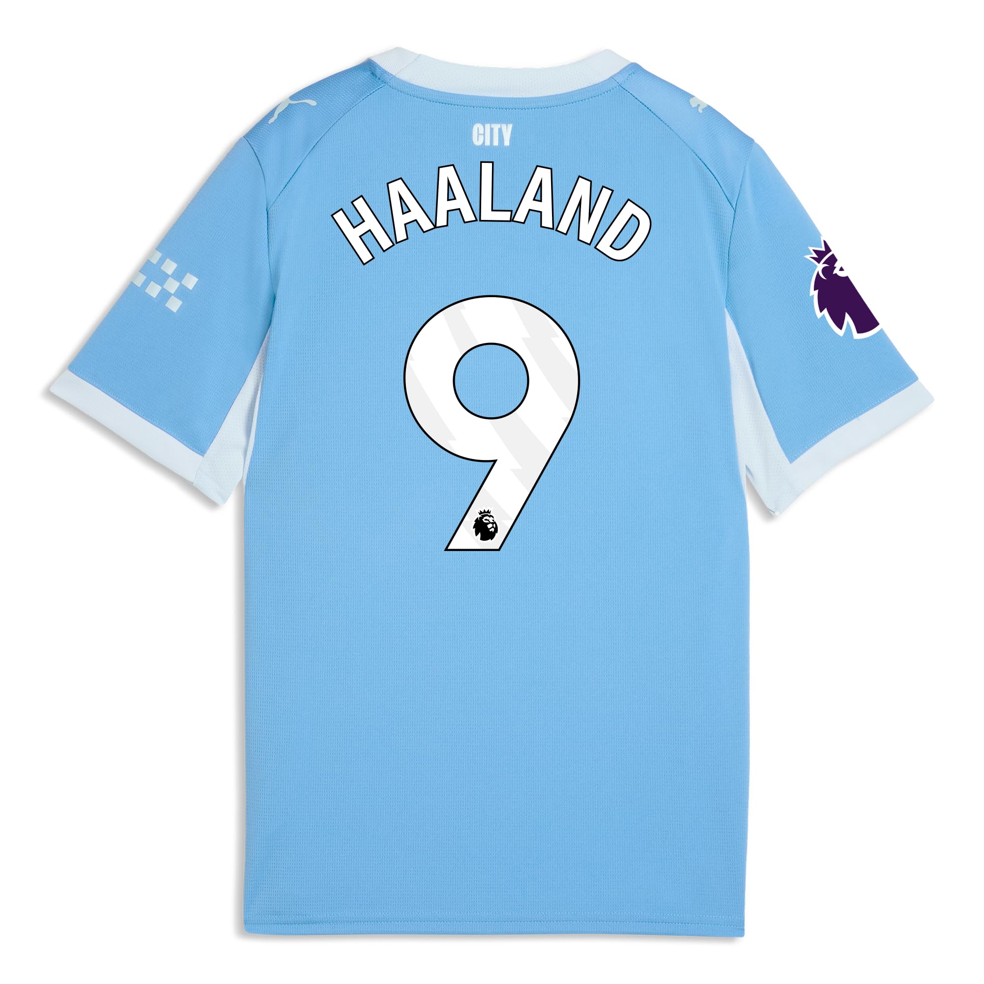 PUMA Kids Manchester City FC 2026/27 Home Replica Football Shirt with HAALAND 9 Printing - Team Light Blue - Size: 11/12 Years