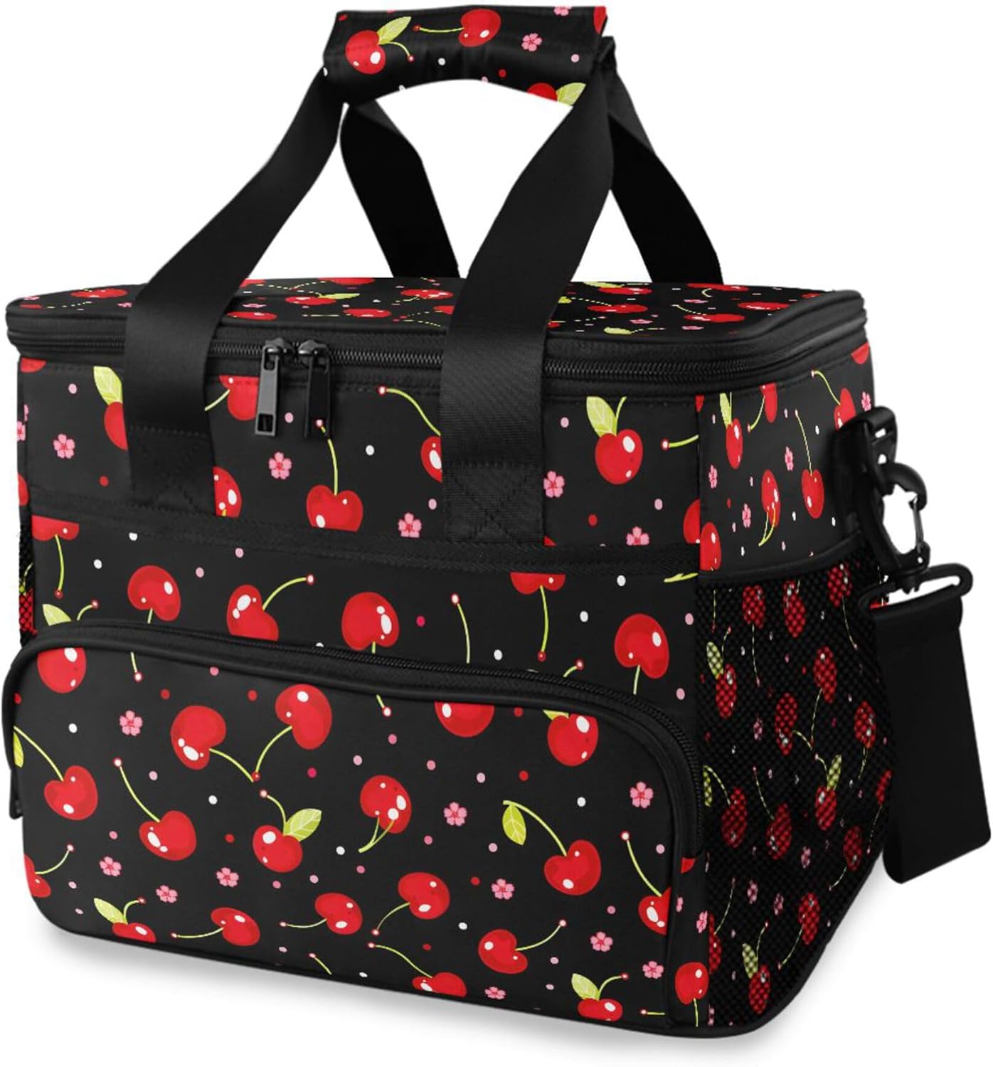 Cooler Bag Sunflower Flowers and Leopard Lightweight Insulated Picnic Bag for Beach Outdoor Activities Portable Lunch Totes Picnic Accessories with Zipper Adjustable Shoulder Strap
