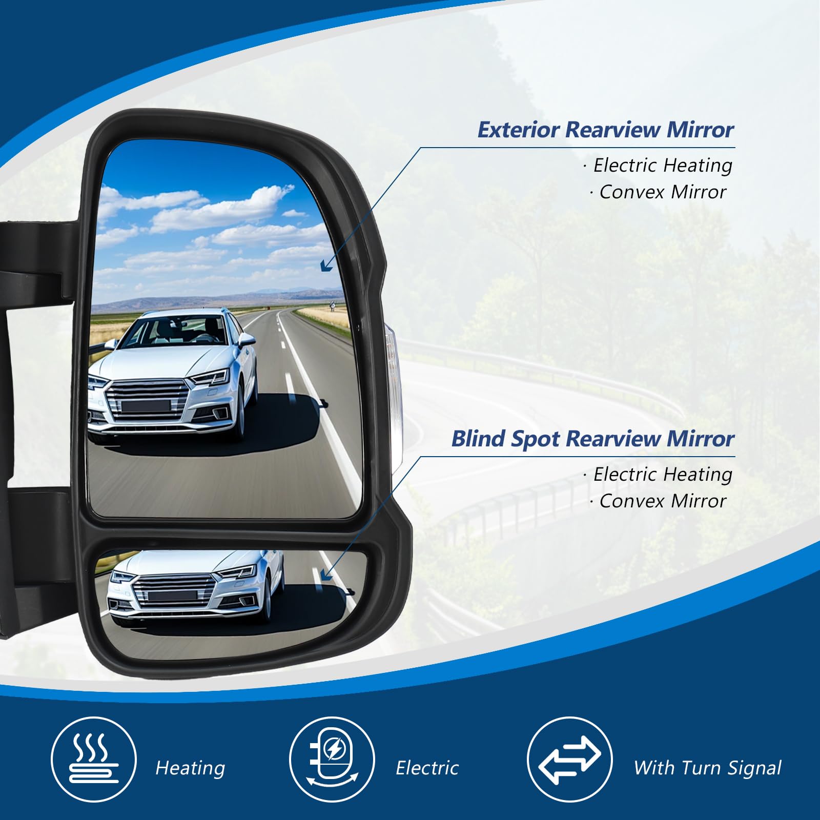 Espejo Retrovisor Derecho Eléctrico Ajustable, Espejo Exterior Derecho Brazo Corto, con Sonda Temperatura Intermitente, para Fiat Ducato/Citroen Jumper/Peugeot Boxer