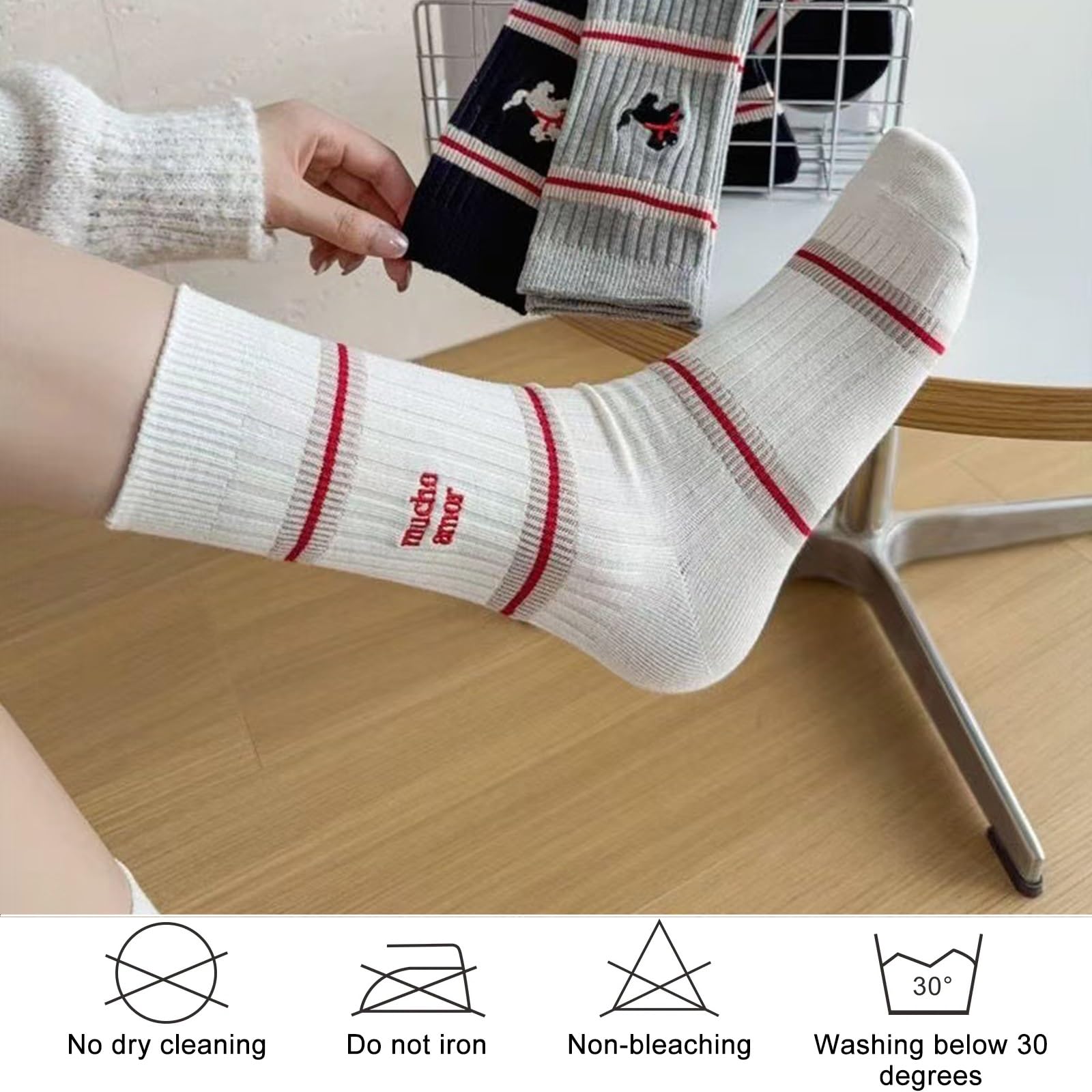 Repaly Womens Cute Cozy Striped Crew Socks, Casual Athletic Hiking Socks(100 pairs)