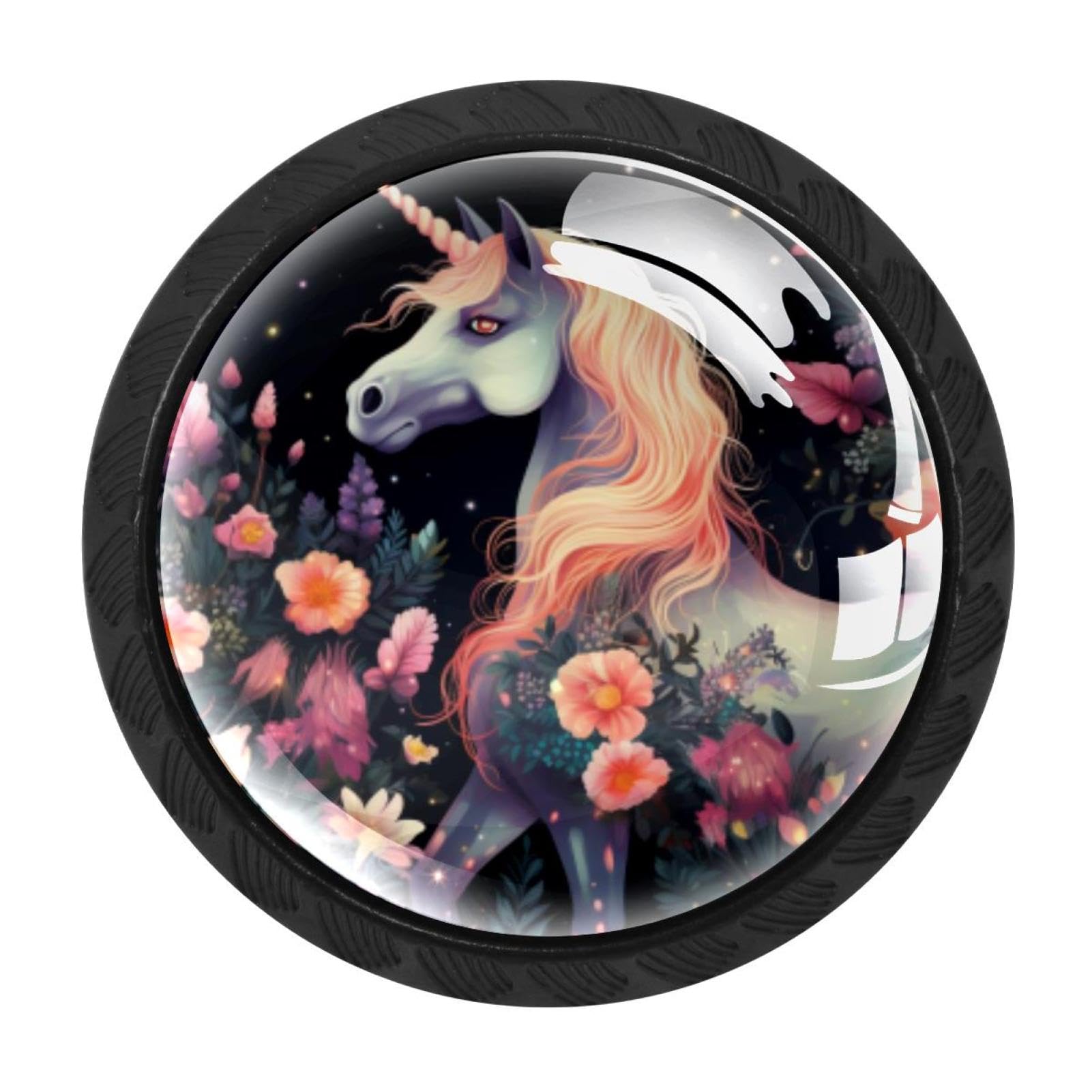 CHENZZZZ 4 Pack Unicorn Drawer Knobs Cabinet Knobs Crystal Glass Knobs Pulls Handles for Kitchen Cabinet Hardware Cupboard Door Dresser Wardrobe Home Decor