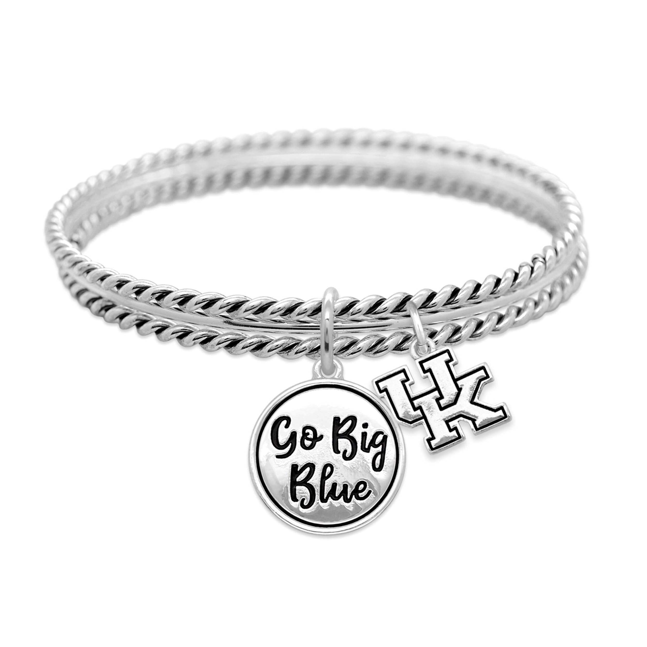Kentucky Wildcats Go Big Blue Twist and Shout Silver Bracelet Jewelry