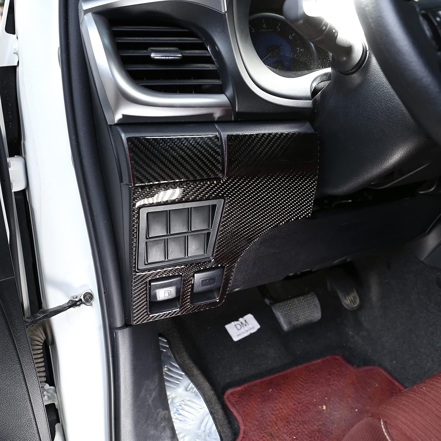 for Toyota Hilux 2015 2016 2017 2018 2019 2020 2021 Soft Carbon Fiber 3D Sticker Hood Switch Decoration Panel Interior Car Accessories