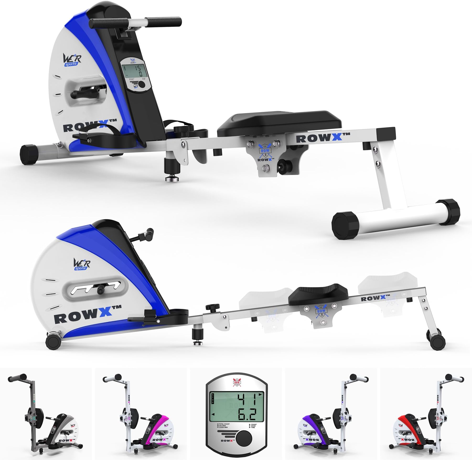 We R Sports Premium Rowing Machine Elastic Cord Resistance Body Tonner Home Rower Fitness Cardio Workout Weight Loss