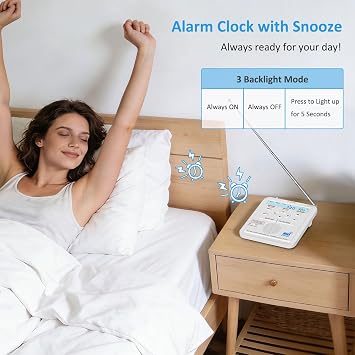 DreamSky Weather Radio NOAA Alert with Battery Backup & FM Radio for Home | S.A.M.E. Localized County Code Programming, 80+ All Hazards Emergency Alerts, 3 Alert Tones, Plug in Radios & Alarm Clock