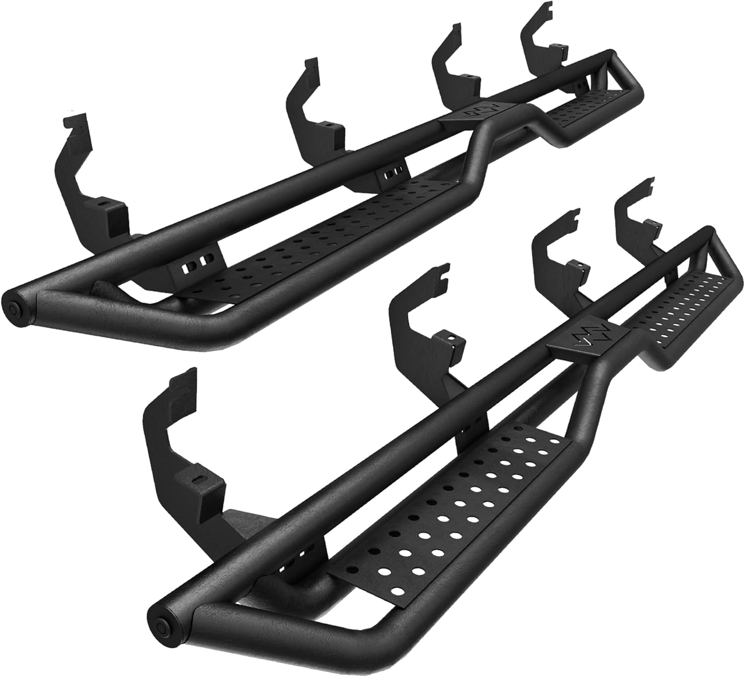 2-Stairs Running Boards Compatible with 2019-2025 Chevy Silverado/GMC Sierra 1500; 2020-2025 2500 3500HD Crew Cab, 5"D Side Steps,Heavy-Duty Steel Carbon Steel Nerf Bars, 700 lbs Load Capacity