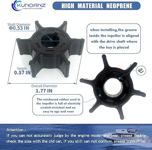 Miniatura 6 de 06192-ZW9-000 18-3493 Kit de reparación del impulsor de la bomba de agua para Honda Sierra 8 9.9 15 20 HP fuera de borda 8HP 9.9HP 15HP 20HP