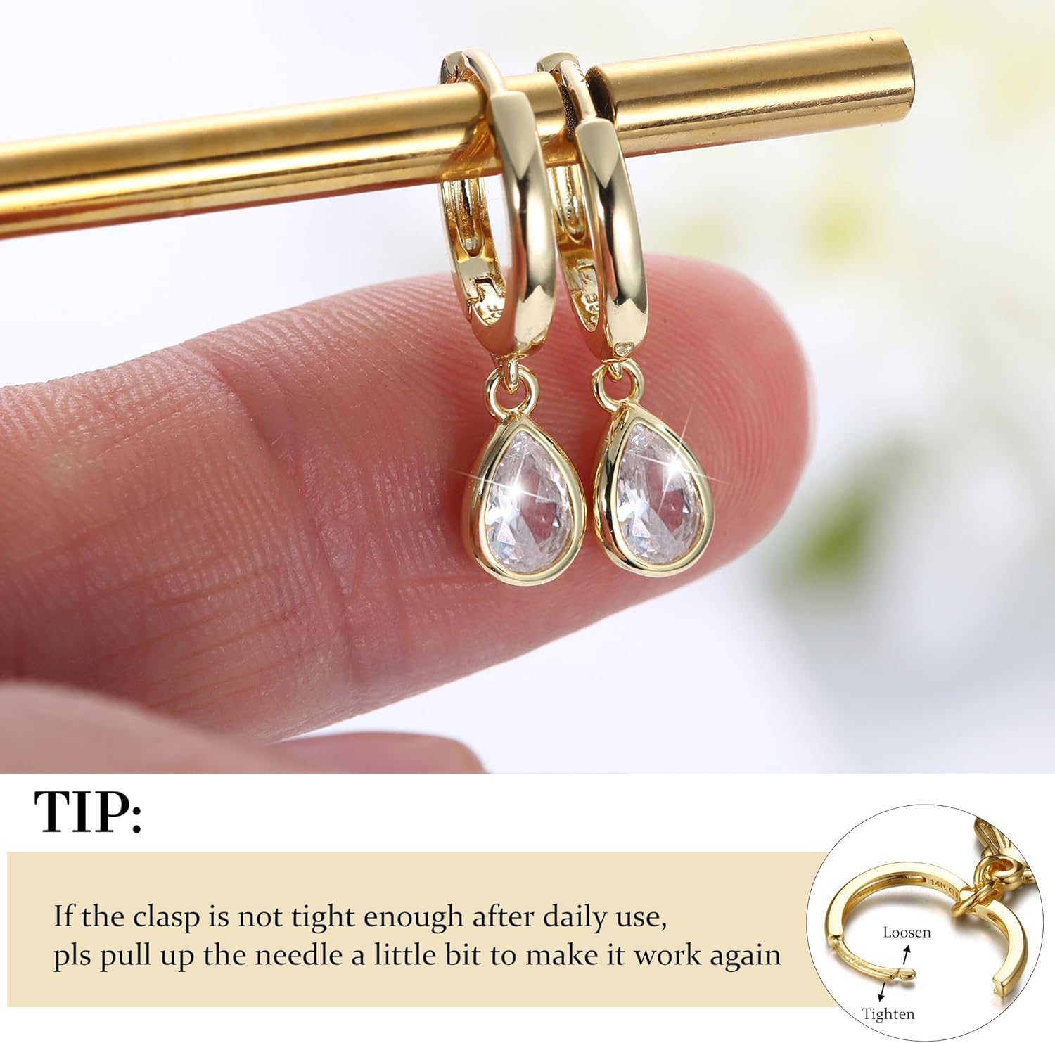 14K Gold Plated S925 Sterling Silver Drop Dangle Earrings for Women - Hypoallergenic Dainty Gold Huggie Hoop Earring CZ Heart Pearl Clam Shell Dainty Charm Drop Dangle Earrings Jewelry Gift Tear image 6 of 7 B0D17W686K