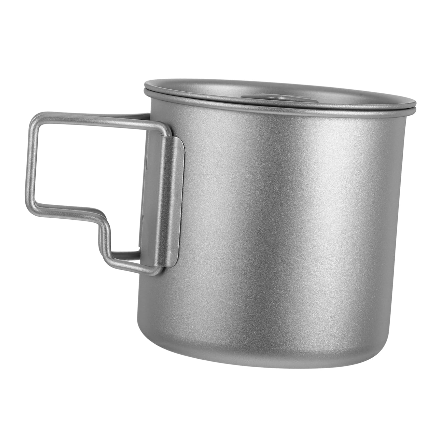 POPETPOP Faltbarer Titan Campingbecher mit Deckel Leicht Einwandig mit Klappbarem Griff für Outdoor Picknick und Reisen