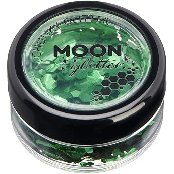 Moon Glitter Classic Coarse Glitter - 100% Cosmetic Glitter for Face Body Nails Hair and Lips - 3 g - Green