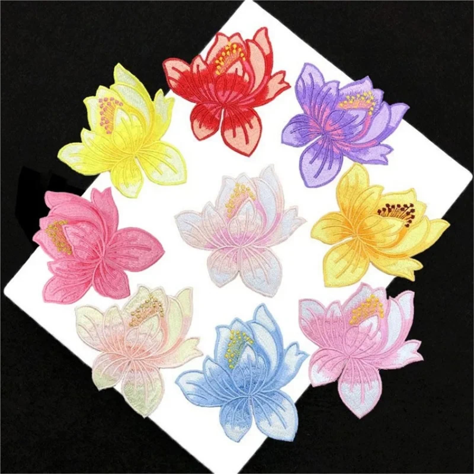 Aplikacja, haftowana naszywka, 20 szt. 8 × cm Vintage wykwintna z haftowanej tkaniny Cheongsam dekoracyjne akcesoria kwiatowe DIY naprasowanki na ubrania(Flower Patch09)