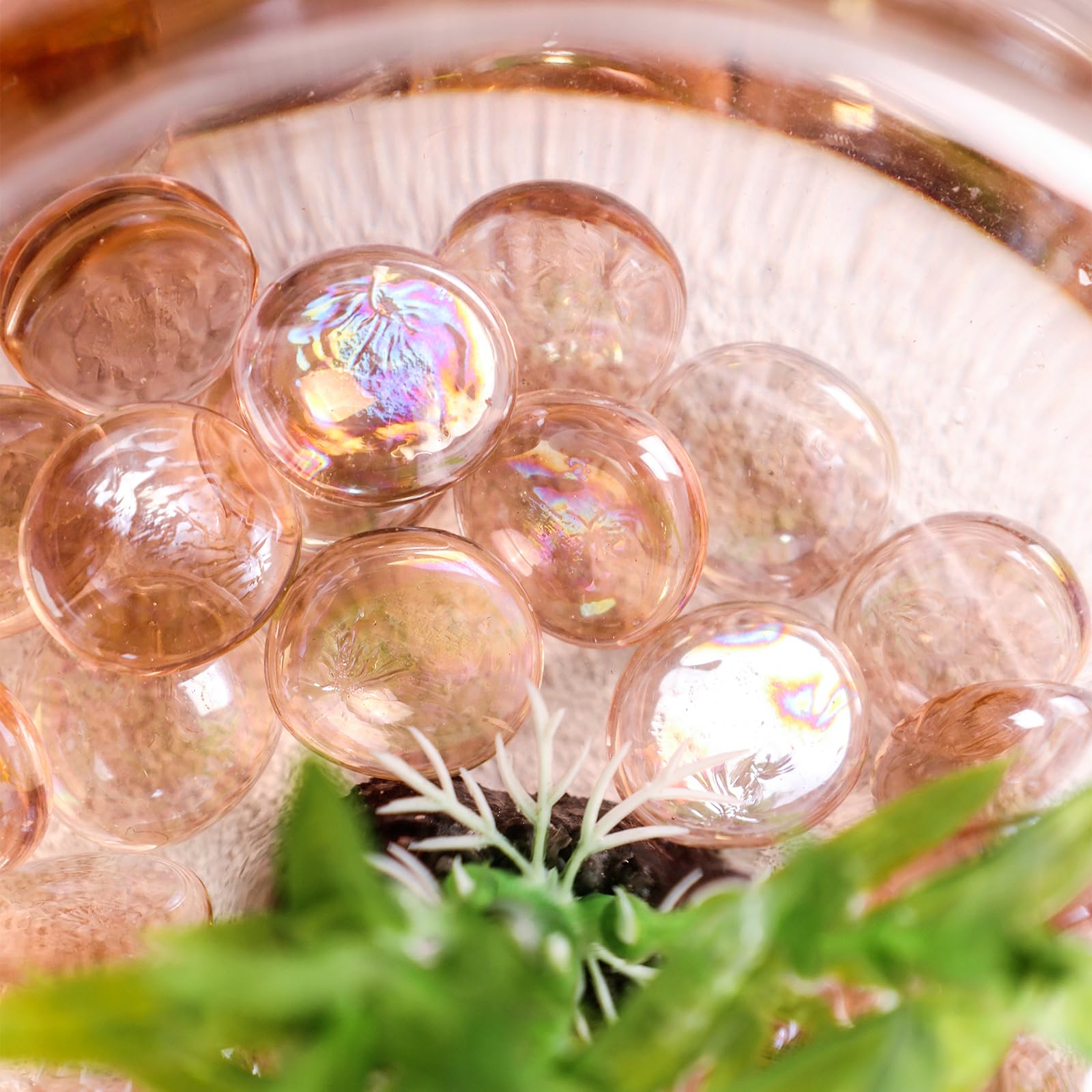 VGOODALL Pink Iridescent Flat Glass Pebbles 1LB, 17-19mm Decorative Glass Gems, Vase Fillers, Table Scatter, Aquarium Rocks - Image 4
