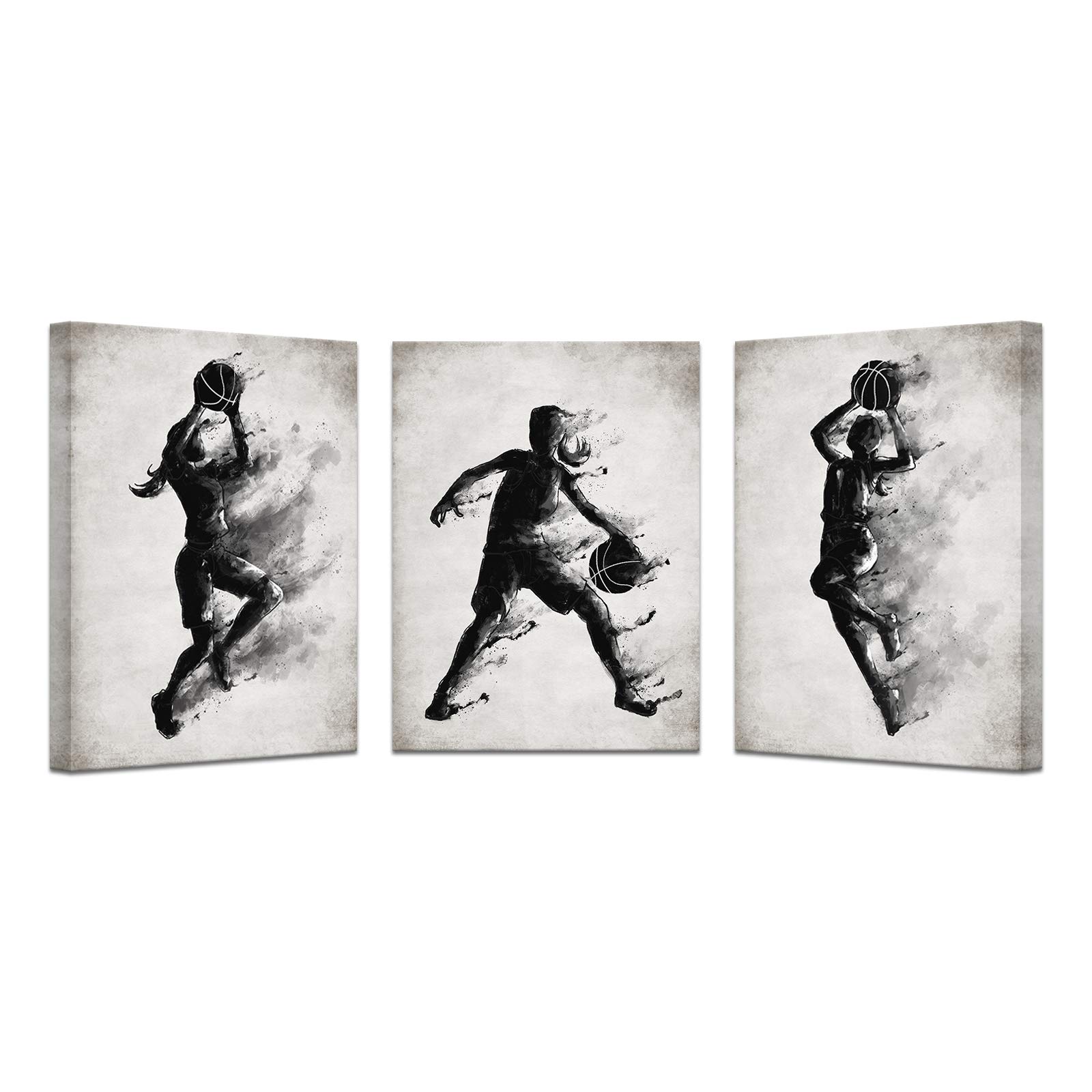 Kreative Arts Vintage Women's Basketball Posters Sports Themed Canvas Wall Art Prtins for Girls Room Dorm Décor Kids Room Gift Each Size 12x16inch