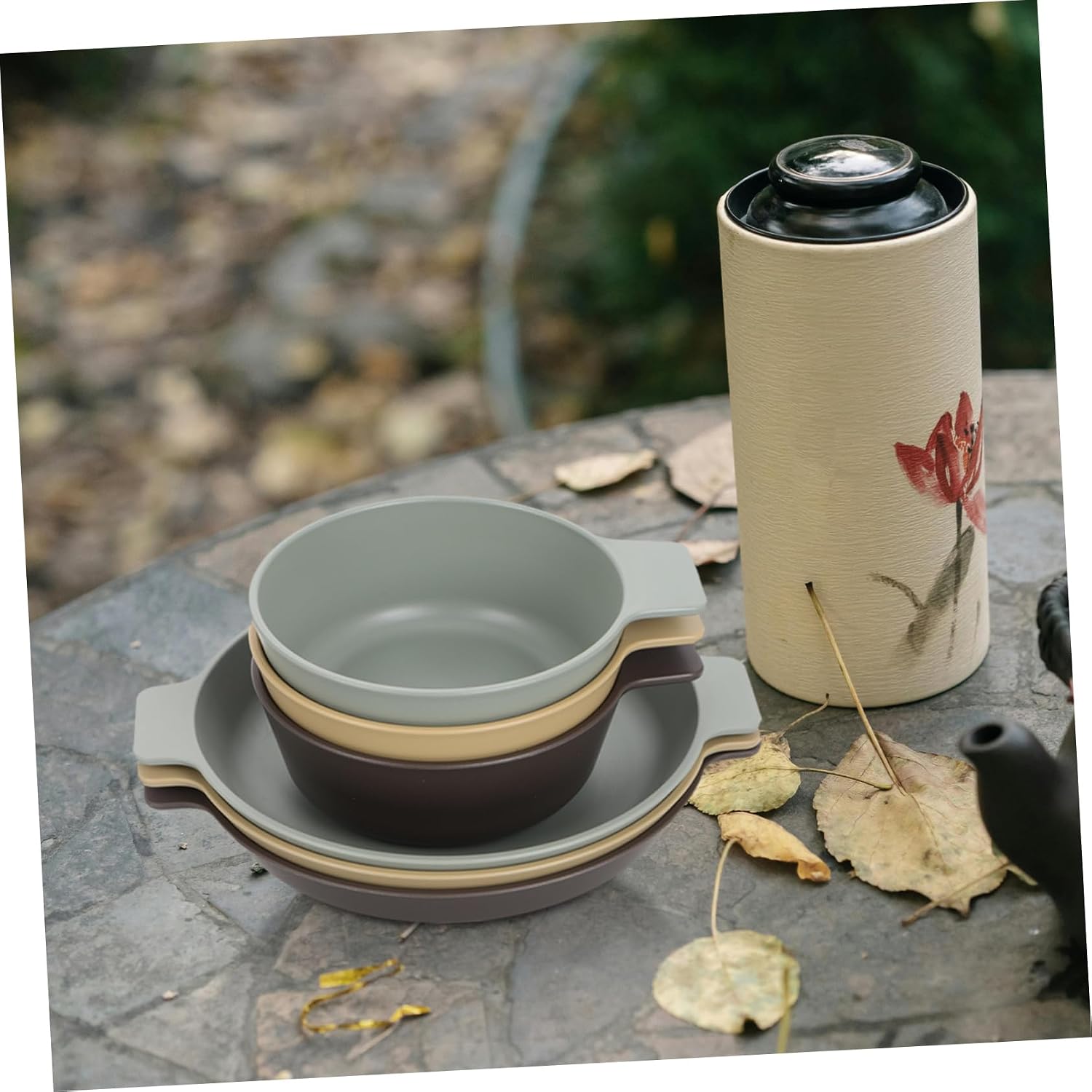 1set Unbreakable Plastic Dinnerware for Outdoor Camping Lightweight Plates and Bowls Set Includes Dinner Plates Cereal Bowls Easy to Clean Safe for Your Health