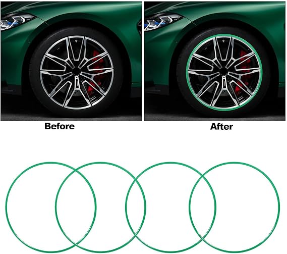 4PCS Wheel Rim Edge Protectors, Self-Adhesive 8mm Wide ABS Protective Ring, One-piece Molding, Trim Guard for 15-22 Inch Car, Truck Alloy Wheels,17in,Blue
