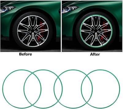 4PCS Wheel Rim Edge Protectors, Self-Adhesive 8mm Wide ABS Protective Ring, One-piece Molding, Trim Guard for 15-22 Inch Car, Truck Alloy Wheels,17in,Blue