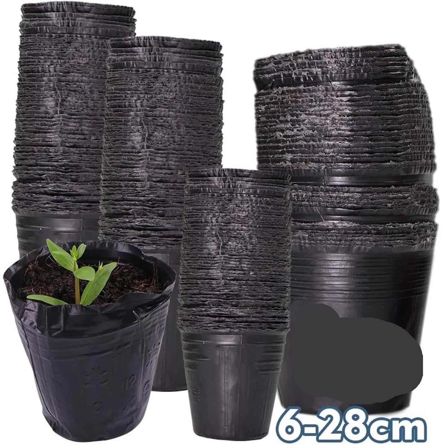 50pcs Black Seedling Nursery Pots Seed Starting Grow Bag Flower Plant Breathable Container Garden Vegetable(17x17cm-50pcs)