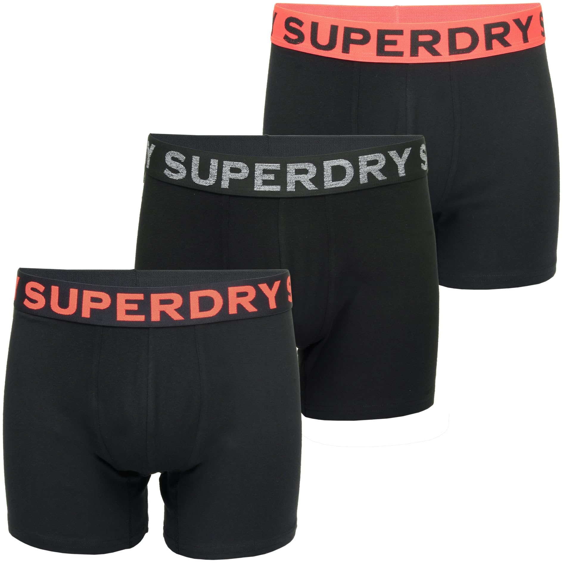 Superdry Men's Black/Orange 3 Pack Organic Cotton Boxer Briefs